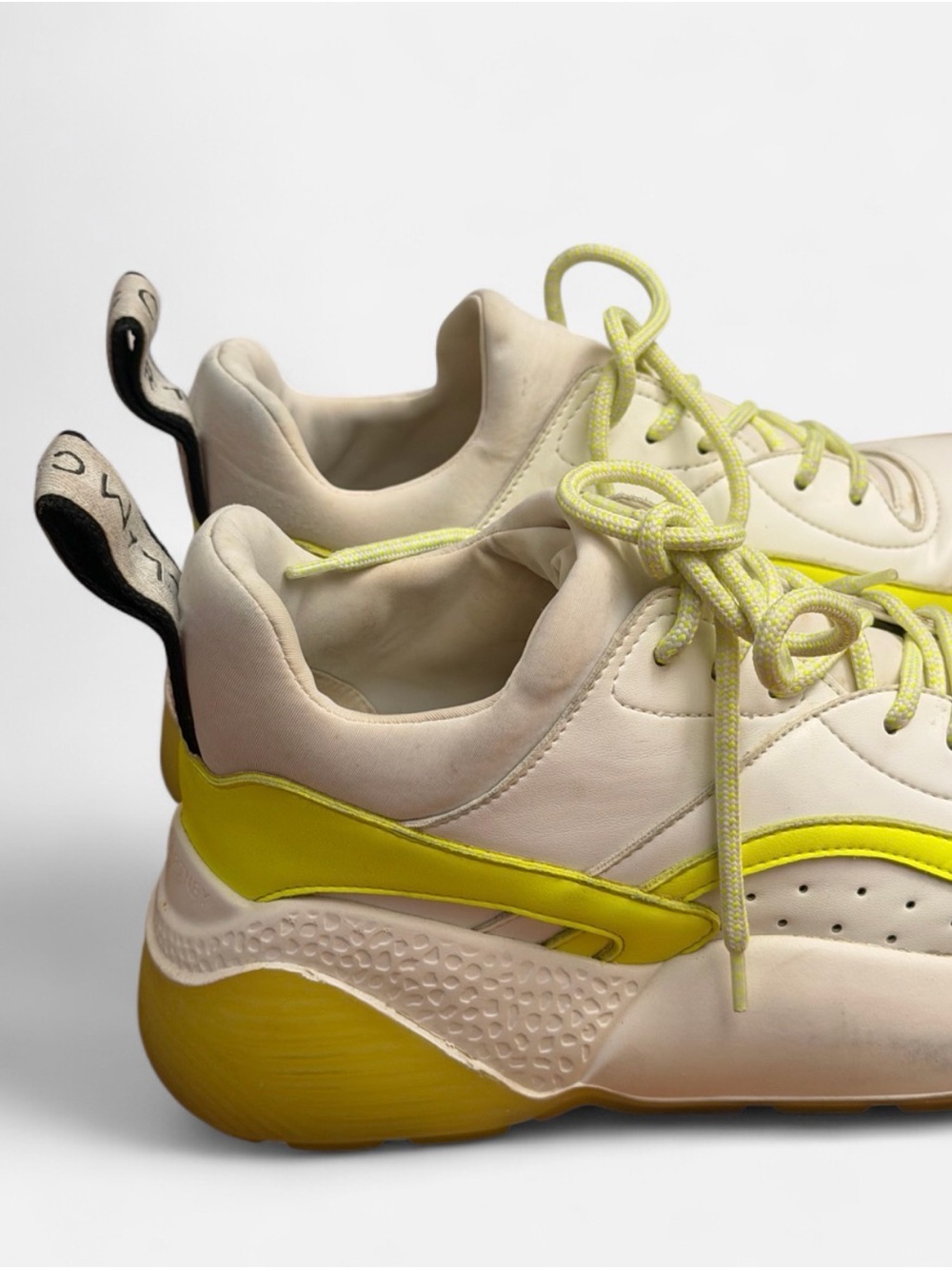 Stella McCartney Eclypse Platform Sneakers – White / Neon Yellow – Size 5